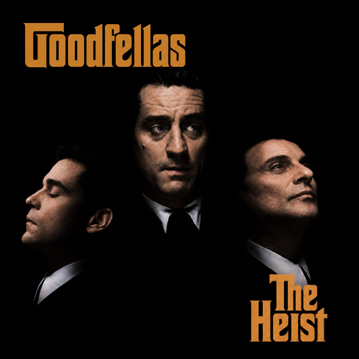 Gold Heist Album Art Print album cover parody remix art print showing a black and gold cinematic heist-style album cover composition, original Cockstar Fame square wall art.