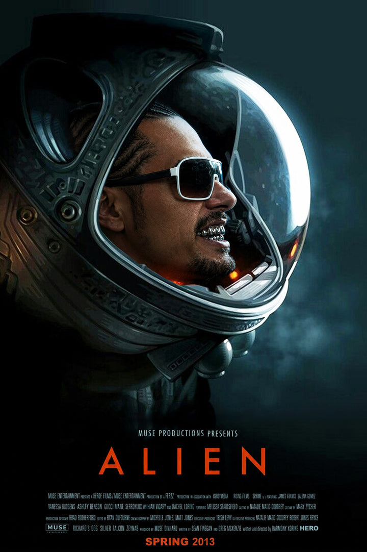 Alien Space Suit movie poster artwork with a close-up astronaut helmet portrait.