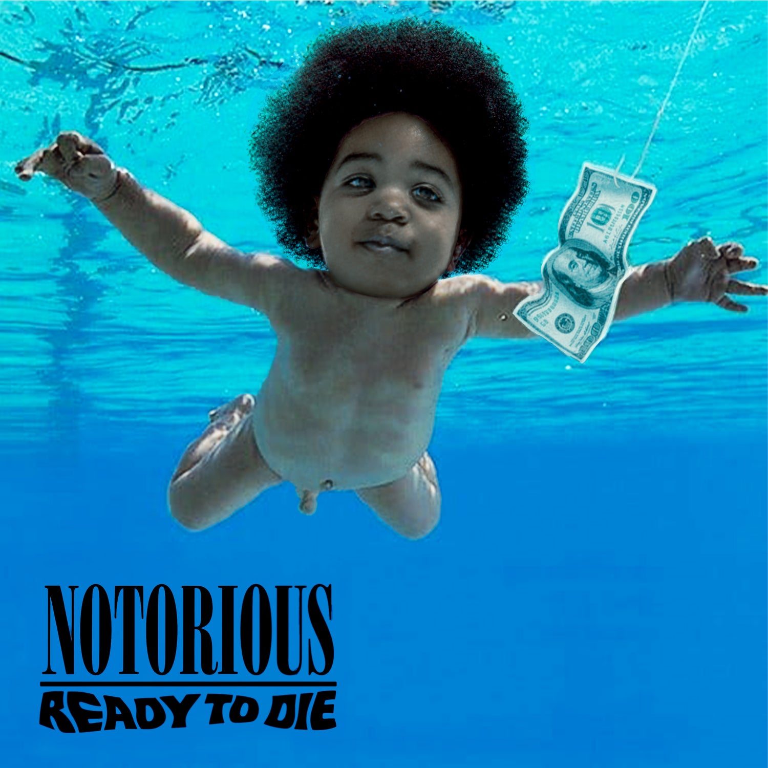 Blue Legacy Album Art Print album cover parody remix art print showing a blue underwater album cover remix with bold type, original Cockstar Fame square wall art.