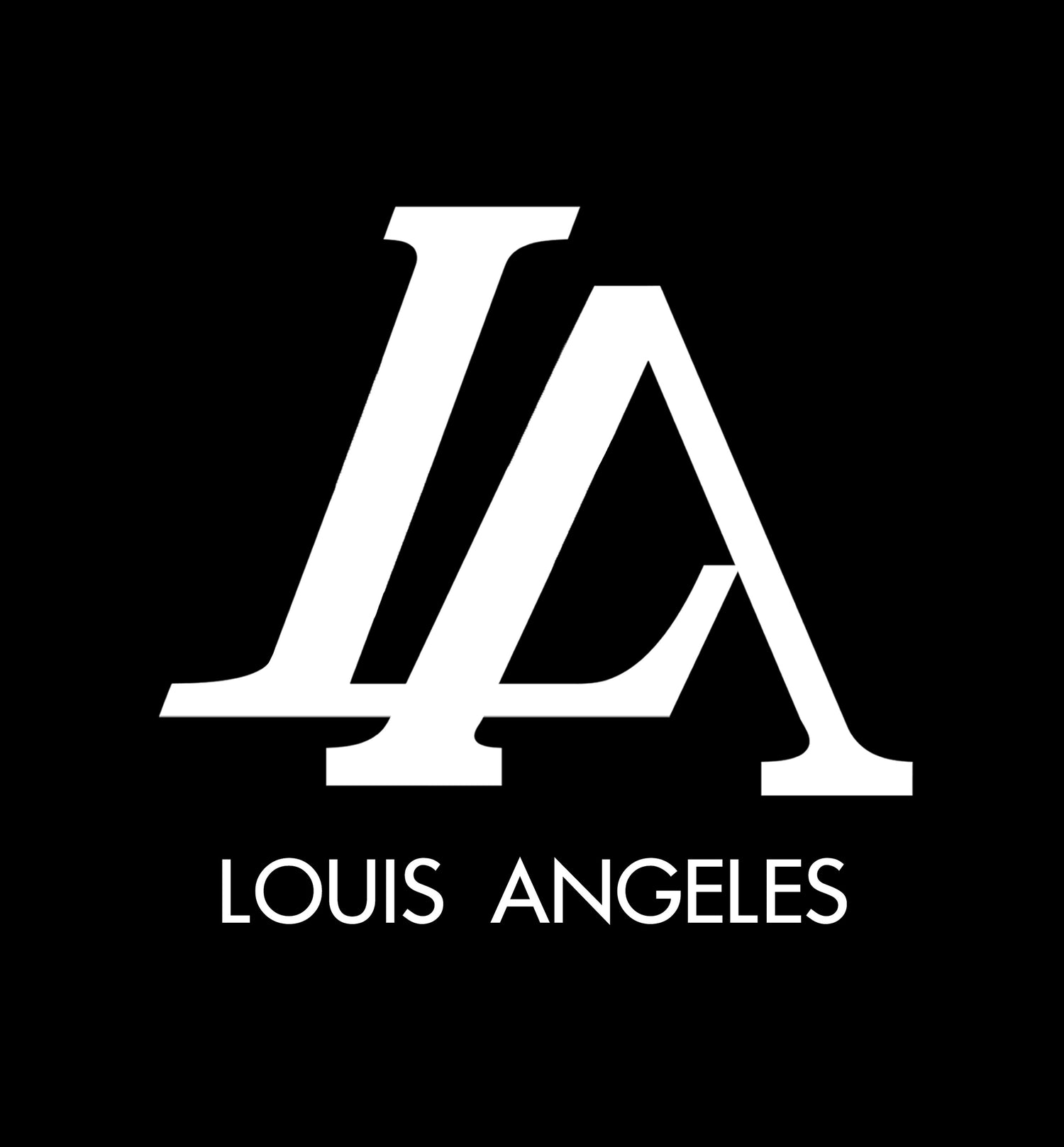 LA white logo on black background sticker artwork